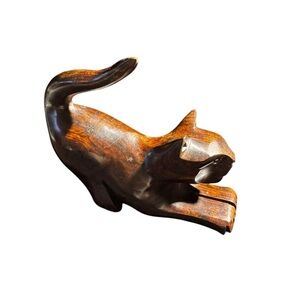 Handcrafted Wooden Cat Sculpture